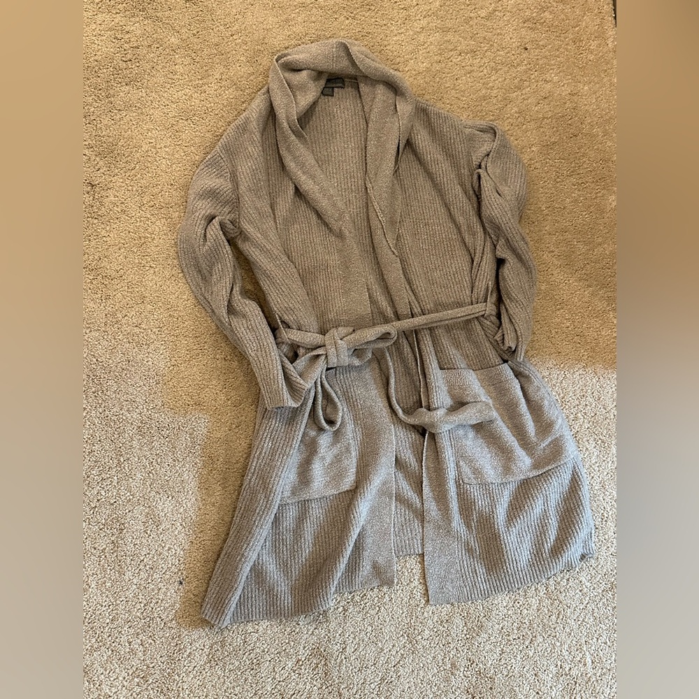 Barefoot Dreams Gray Plush Robe Wrap Style